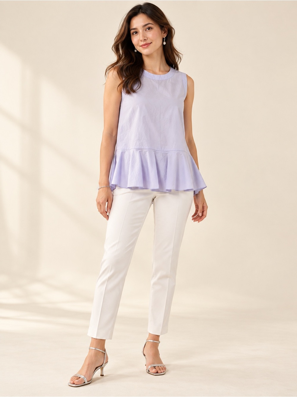 Theory Pale Blue Sleeveless Peplum Top Size S